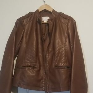 Brown faux-leather jacket